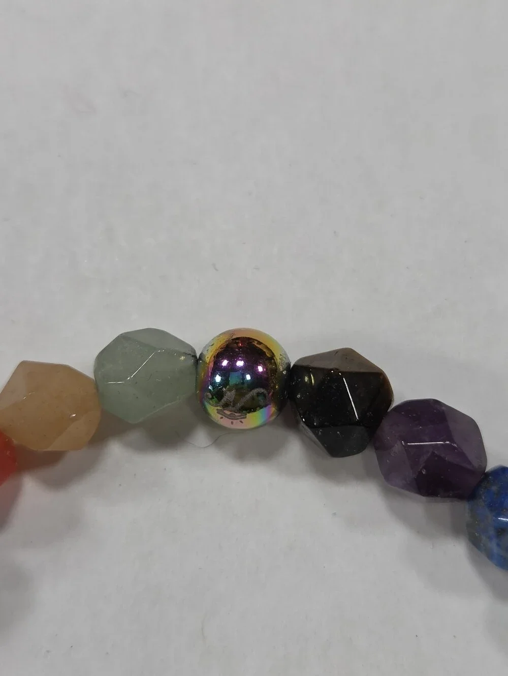 🆕️ NOGU Rainbow Chakra 7 Gemstone Geom Bracelet Unicorn Silver